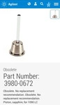 New Agilent Hp Sapphire Piston Sur Ferule 2809701B B-3980-0672-1, 1090. Fixed Price $83.23.