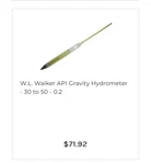 W.l. Walker Certified Api Gravity Hydrometers 30-50. 10 Available. Fixed Price $45.00.