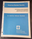 American Nuclear Society, Administrative CONTROLS...ANSI/ANS-3.2-1994, Pb/ex. Fixed Price $194.77.