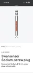 Analytical Swansensor Sodium Screw Plug A-87.720.010 Measurement Electrode. Fixed Price $235.00.