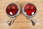 Set Of Vtg Unity Mfg Co H1 Red Glass Lens Fog Lamp Lights 5" 12 Volt + Mounts. Fixed Price $150.00.