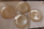Mcm 4 Carnival Glass Starburst Sun Salad Plates Excellent Amber Gold Vintage. Fixed Price $24.00.
