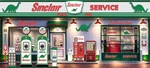 Sinclair Gas Station Scene "rendered Version" Art Mural Banner Custom 9' X 20'. Fixed Price $419.95.