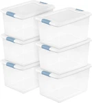 6-PACK Latching Box, Under Bed Storage Bins With Lids, Clear Plastic, 64 Quart. Fixed Price $139.87.