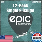 Epic Accessories 12-PACK .009 Gauge High String Single Electric Guitar. Fixed Price $16.61.