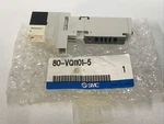 Smc 80-VQ1101-5 Solenoid 24VDC Valve 2-POSITION 5-PORT. Fixed Price $39.75.